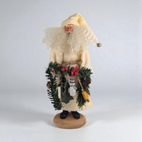 Vintage Cream-Clothed Woodland Santa Figure