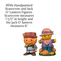 1970s Hand-Painted Scarecrow & Jack-O'-Lantern Ceramic Figures