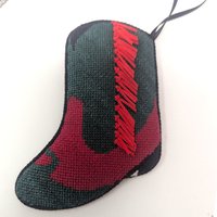 1970s Handcrafted Needlepoint and Cross Stitch Christmas Ornament Set of 8