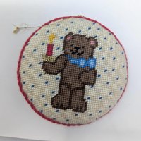 1970s Handcrafted Needlepoint and Cross Stitch Christmas Ornament Set of 8