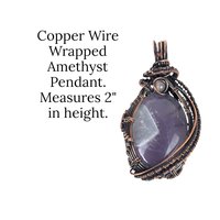 Handmade Copper Wire Wrapped Amethyst Pendant