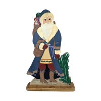 Vintage Hand-Painted Wooden Folk Art Santa Figure