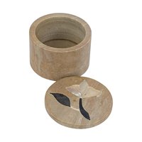 Vintage India Stone Trinket Box with Inlay Flower