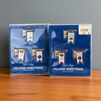 Vintage Dept 56 Snow Village Greetings Metal Signs Set