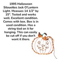 1995 Halloween Silhouettes Jack O'Lantern Light