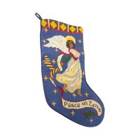 Vintage 'Peace on Earth' Angel Needlepoint Stocking