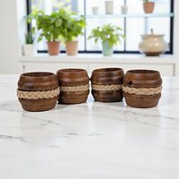 Set of 4 Vintage Handcrafted Wooden Napkin Rings (Philippines)