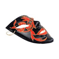 Handmade Vintage Paper Mâché Red and Black Mask