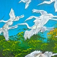 Vintage Mother of Pearl Crane Wall Panel