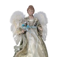 Vintage Porcelain Angel with Harp Tree Topper