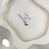 1987 Leaf-Shaped Cream Ceramic Trinket Dish