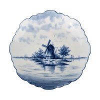 Vintage Blue and White German Plate and Delft Shoe