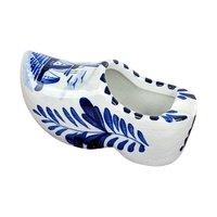 Vintage Blue and White German Plate and Delft Shoe