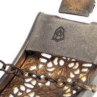 Vintage Filigree Gold Tone Bracelet with Emerald Green Rhinestones