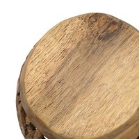 Vintage Hand Carved Wood Bowl with Animal Utensils