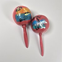 1970s Handpainted Mexican Maracas Pair