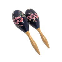 Vintage Handpainted Floral Wooden Maracas