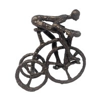 Vintage Brutalist Metal Man on Tricycle Figure
