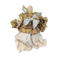 Vintage Gold Paper Mache Musician Angel