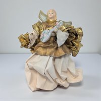 Vintage Gold Paper Mache Musician Angel