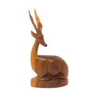 Vintage Hand-Carved Wooden Gazelle Figurine