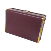 Vintage Maroon and Gold Jewelry Box