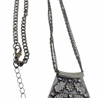 Vintage Silver Tone Statement Pendant Necklace