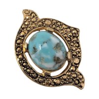 Sarah Coventry Turquoise and Gold Clip-On Earrings