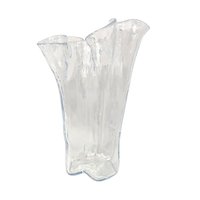 Vintage Muurla Clear Ruffled Freeform Art Glass Vase