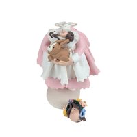 Vintage Handmade Clay Girl with Bunny Figurine