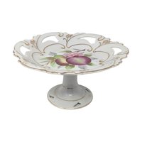 Vintage Reticulated Porcelain Fruit Pedestal Dish