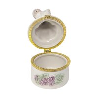 Vintage Ceramic Angel with Harp Trinket Box