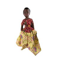 Vintage 14.5" Porcelain Island Doll in Floral Gown