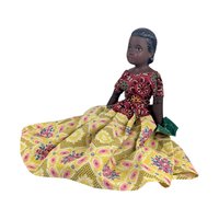 Vintage 14.5" Porcelain Island Doll in Floral Gown