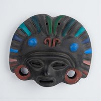 Vintage Clay Folk Art Mask Wall Hanging