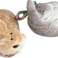 Vintage Fitz & Floyd Woodland Spring Bunny Salt and Pepper Set