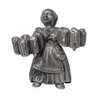 Vintage Pewter Beer Maiden Figurine