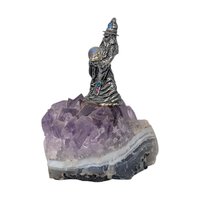 Vintage Pewter Figurine on Amethyst Base