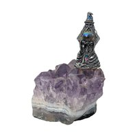 Vintage Pewter Figurine on Amethyst Base