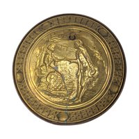 Vintage Large 14-Inch Brass Courting Scene Wall Plates