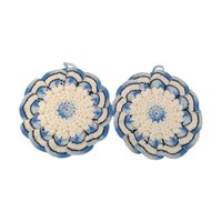 Vintage Blue and White Crochet Pot Holder Set