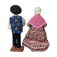 Vintage Santons Yolande France Clay Figure Pair