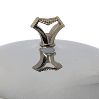 Vintage Glass Vanity Dish with Silver Lid