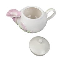 Vintage Morning Glory Teapot & Victorian Style Paper Fan