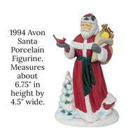 1994 Avon Santa With Cardinal Porcelain Figurine