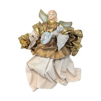 Vintage Gold Paper Mache Musician Angel