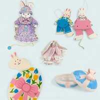 Vintage Easter Decor Choice: Pull String Bunnies or Trinket Box