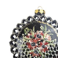 Vintage Hand Painted Clay Floral Ornament