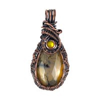 Handmade Dragon's Vein Agate Copper Wire Wrapped Pendant
