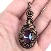 Handmade Faceted Crystal Copper Wire Wrapped Pendant